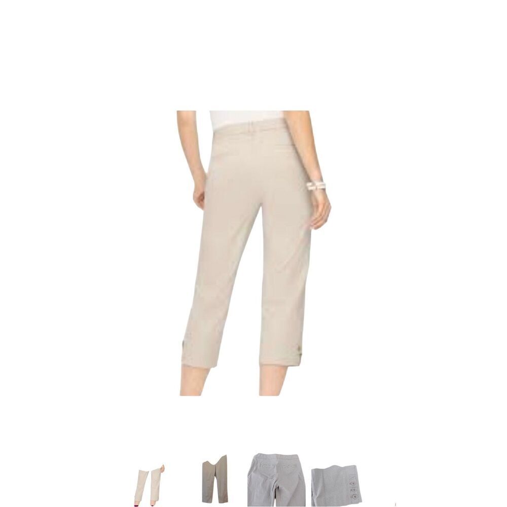 Talbots Perfect Skimmer khaki pants with front pockets with button accents at he
